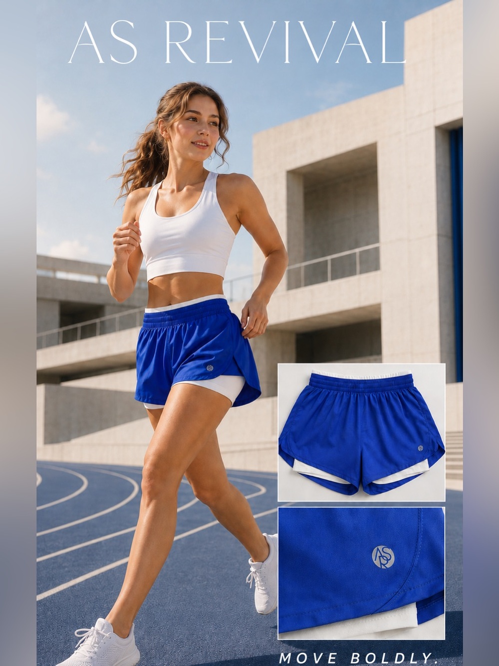 AS Revival Blue & White Women's Athletic Shorts size Small NWT